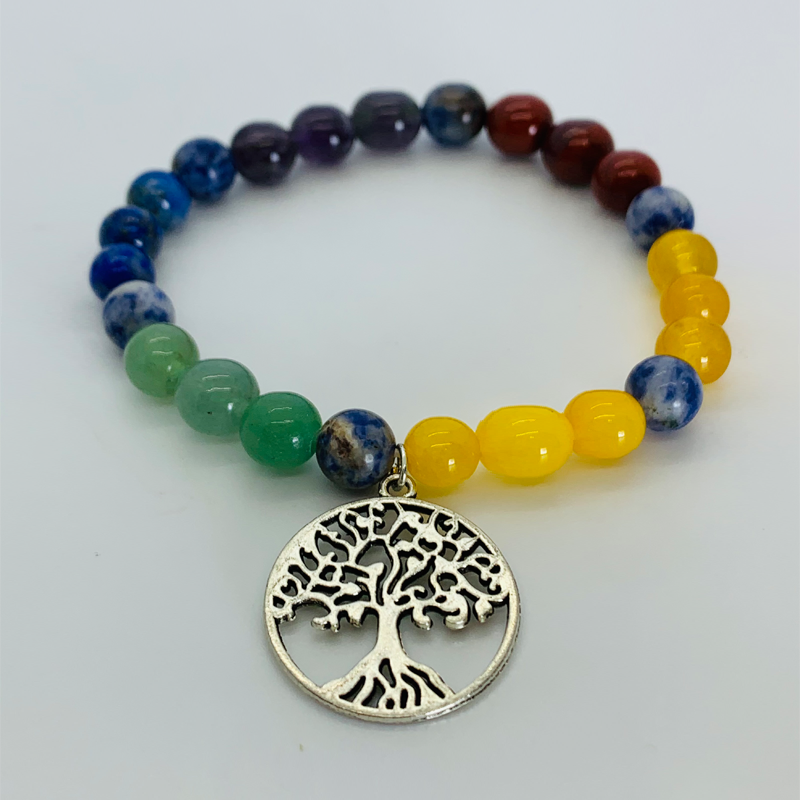 7 Chakra Bracelet with Tree of Life Charm