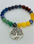 7 Chakra Bracelet with Tree of Life Charm